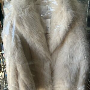 Elegant Cream Faux Fur Coat